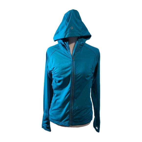 Athleta Half Mile Reflective Hoodie Women’s Small Blue Full Zip Running Jacket - Picture 1 of 11